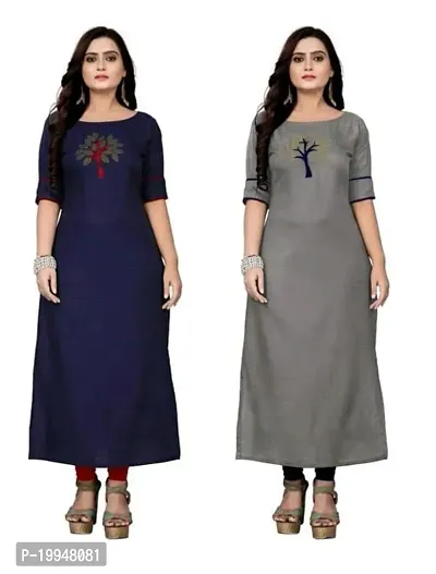 Beautiful Cotton Blend Multi Color A-Line Kurti for Women Pack of 2