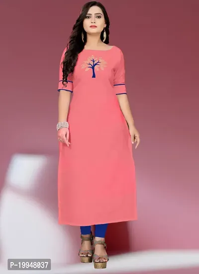 Women Stylish Cotton Blend Straight Kurta-thumb0