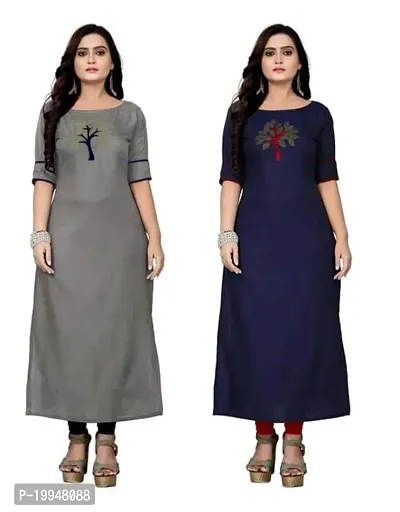 Beautiful Cotton Blend Multi Color A-Line Kurti for Women Pack of 2