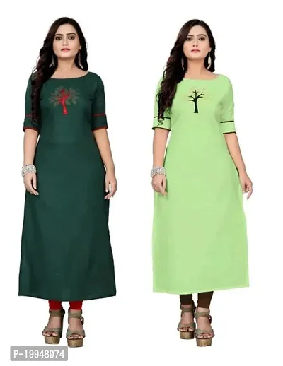 Beautiful Cotton Blend Multi Color A-Line Kurti for Women Pack of 2