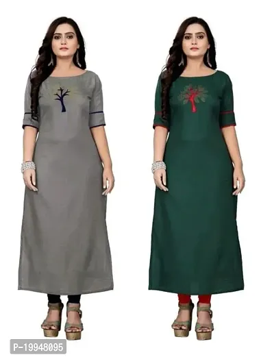 Beautiful Cotton Blend Multi Color A-Line Kurti for Women Pack of 2