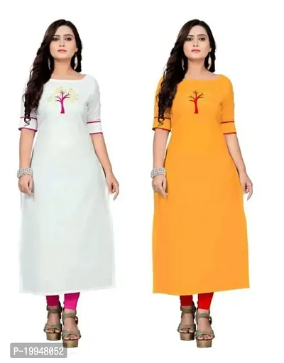 Beautiful Cotton Blend Multi Color A-Line Kurti for Women Pack of 2