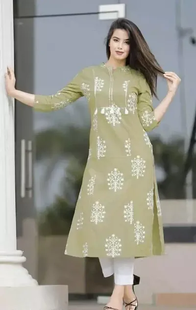 Trendy Cotton Printed A-Line Kurta