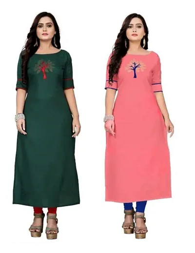 Beautiful Blend Color A-Line Kurti for Women Pack of 2