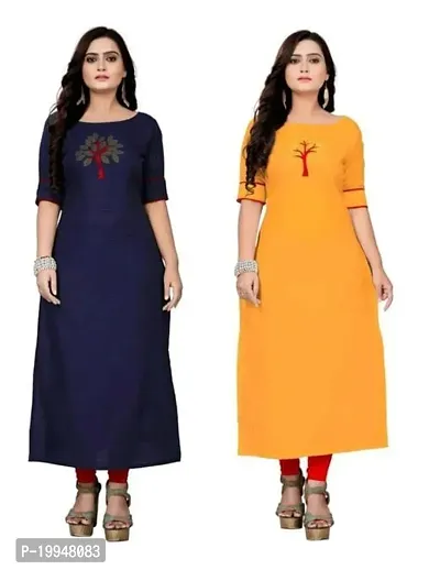 Beautiful Cotton Blend Multi Color A-Line Kurti for Women Pack of 2