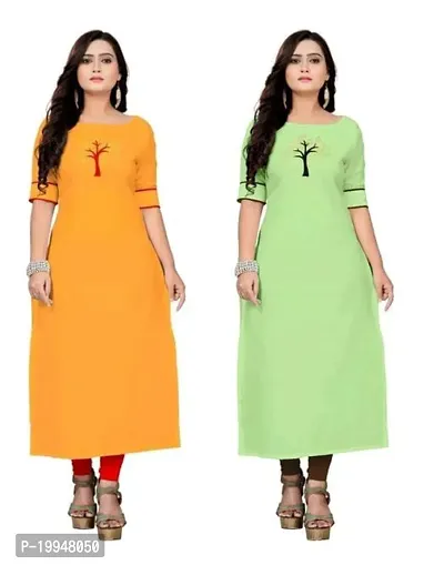 Beautiful Cotton Blend Multi Color A-Line Kurti for Women Pack of 2-thumb0