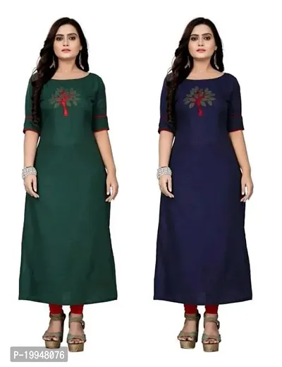 Beautiful Cotton Blend Multi Color A-Line Kurti for Women Pack of 2