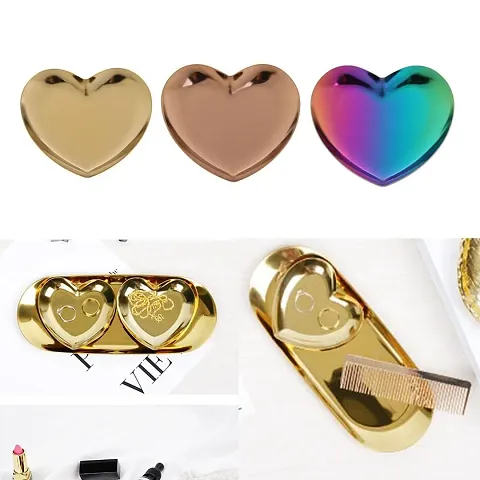 GAH Luxury Stainless Steel Heart Plate Shop Display Tray Home Storage Gold