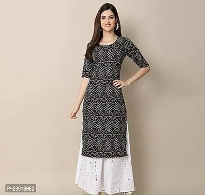 Elegant Black Printed Crepe Kurta For Women-thumb0