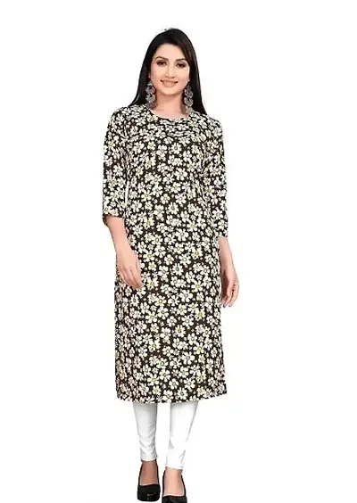 Stylish Crepe Printed Straight Kurti