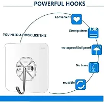 Hooks for Wall Without Drilling, Strong Sticker Hooks for Hangings Clothes, Wall Clock, Photo Frame, Key, Multipurpose Self Adhesive Heavy Duty Hook for Home Kitchen Bathroom Transparent (10)-thumb1