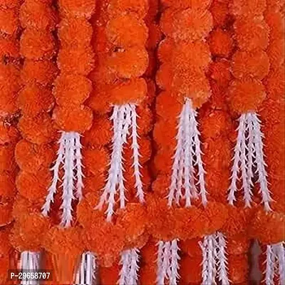 Awesome Red Artificial Marigold Fluffy Flowers - 2 Pieces - 48inch