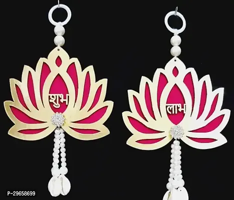 Rani Pink Shubh Labh Decoration Pack of 2, 10cm-thumb0