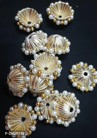 Beautiful Golden Round Jhumkee Spacer Beads - 10pcs