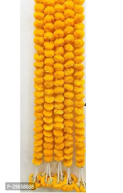 Handmade Artificial Marigold Orange Flower String 122cm Pack of 2