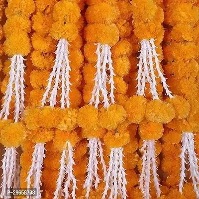 Awesome Orange Artificial Marigold Fluffy Flowers - 2 Pieces - 48inch