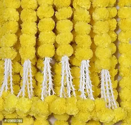 Awesome Yellow Artificial Marigold Fluffy Flowers - 2 Pieces - 48inch