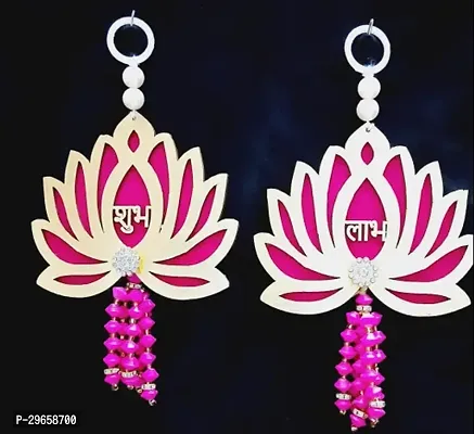 Rani Pink Shubh Labh Decoration Pack of 2, 10cm