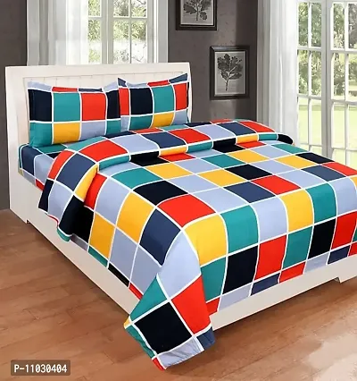 Prosseya Cotton fabric240 TC Double Bedsheet with 2 Pillow Covers (Multicolor-2)