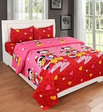 Prosseya Cotton fabric240 TC Double Bedsheet with 2 Pillow Covers