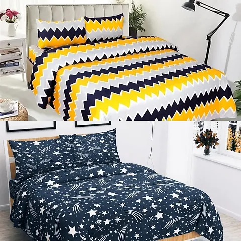 Prosseya 210 TC Cotton-Blend Dubel Sized 2 Bedsheet with4 Pillow Covers (Combo dubel Size Pack of 2 ?