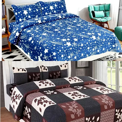 Prosseya 180 TC Cotton-Blend Dubel Sized 2 Bedsheet with4 Pillow Covers (Combo dubel Size Pack of 2 ?