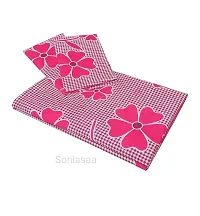 Prosseya Cotton fabric240 TC Double Bedsheet with 2 Pillow Covers (Pink-2)-thumb3
