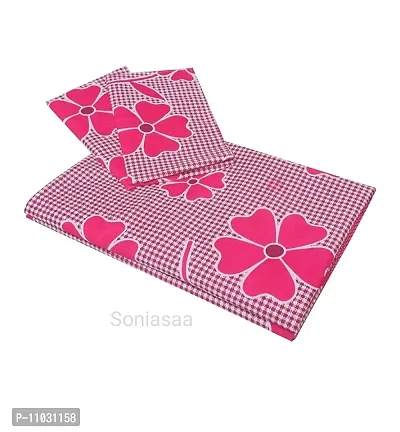 Prosseya Cotton fabric240 TC Double Bedsheet with 2 Pillow Covers (Pink-2)-thumb4