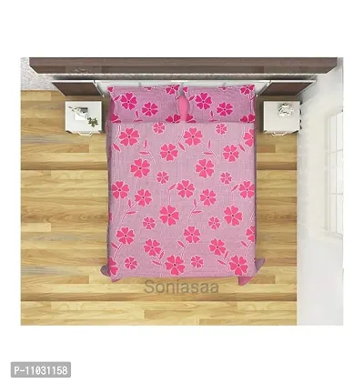 Prosseya Cotton fabric240 TC Double Bedsheet with 2 Pillow Covers (Pink-2)-thumb5
