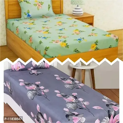 Prosseya 180 TC Cotton-Blend Single Sized 2 Bedsheet with 2 Pillow Covers (Combo Single Size Pack of 2) (Gray)