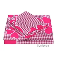 Prosseya Cotton fabric240 TC Double Bedsheet with 2 Pillow Covers (Pink-2)-thumb2