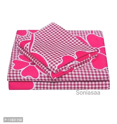 Prosseya Cotton fabric240 TC Double Bedsheet with 2 Pillow Covers (Pink-2)-thumb3