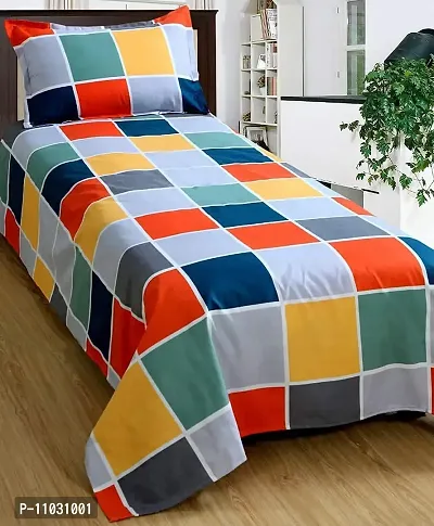 Prosseya 180 TC Cotton-Blend Single Sized 2 Bedsheet with 2 Pillow Covers (Combo Single Size Pack of 2) (Multicolor)-thumb4