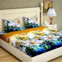 Prosseya Cotton fabric240 TC Double Bedsheet with 2 Pillow Covers (Yellow)-thumb2
