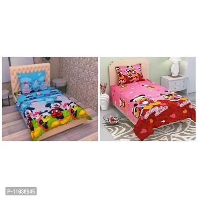 Prosseya 180 TC Cotton-Blend Single Sized 2 Bedsheet with 2 Pillow Covers (Combo Single Size Pack of 2) (Blue-47)