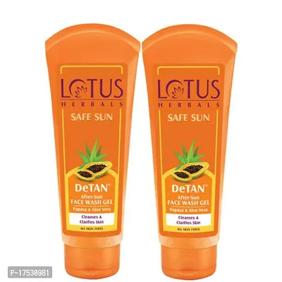 Lotus Herbals Safe Sun DeTAN After-Sun Face Wash Gel (100gm each) Pack of 2-thumb0