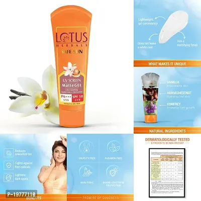 Lotus Herbals Safe Sun UV Screen Matte Gel PA+++ SPF - 50 (100g)