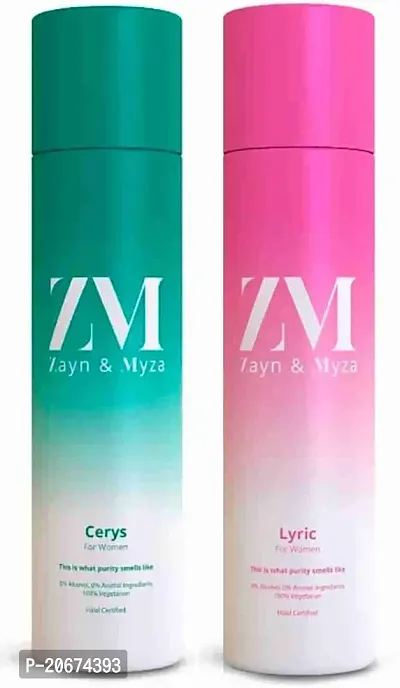 ZM Zayn and Myza Cerys + Lyric no alcohol body spray for women (150 ml each) Pack of 2