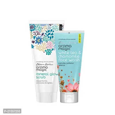 Aroma Magic Mineral Glow Scrub (100 ml)  White Tea Chamomile Face Wash (100 ml)  Pack of 2