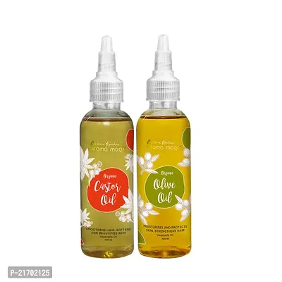 Aroma Magic Organic  Natural Castor  Olives Oil (100 ml each) Pack of 2