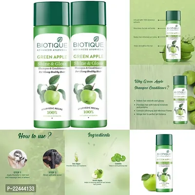 Biotique Bio Green Apple Shine  Gloss Fresh Daily Purifying Shampoo  Conditioner (190ml each) Pack of 2