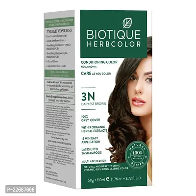 Biotique Herbcolor Hair Color 3N - Darkest Brown (50gm+110ml)