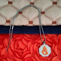 Sullery Lord Ganesh Chintamani Vighneshwara Moriya Locket with Chain Orange and Silver Stainless Steel Religious Spiritual Jewellery Pendant Necklace Chain for Men and Boys-thumb2