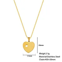 Sullery Valentine Day Double Heart Shape Gold Stainless Steel Necklace Chain for Girls and Womens-thumb1