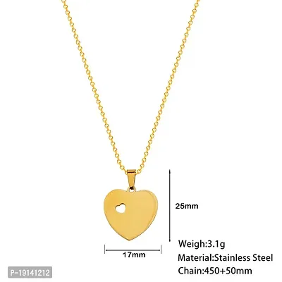 Sullery Valentine Day Double Heart Shape Gold Stainless Steel Necklace Chain for Girls and Womens-thumb2