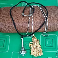 M Men Style Hindu Lord Bajrangbali Hanuman idol Monkey God Of Devotion Ball Chain With Gada Gold And Silver Zinc Metal Cotton Dori Pendant Necklace For Men And Women SPn2022804-thumb2