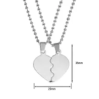 M Men Style Valentine Gift Best Friend Broken Heart Couple Engraved Dual Locket Unisex Jewellery 1 Pair Silver Stainless Steel Pendant Necklace Chain Set For And Women (Silver)-thumb1