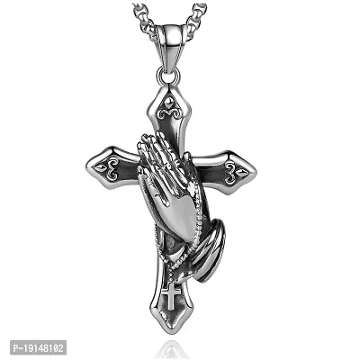 M Men Style Religious Lord Jesus Prayer Hands Christian Gift Jewelry Silver Alloy,Metal Pendant Necklace Chain For Men And Women SPn20230108-thumb0
