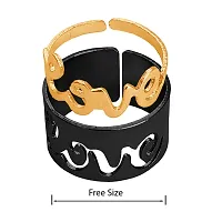 M Men Style Valentine Day Gift Adhustable Love Letter Shape Openable Ring Wedding Jewellery Couple Ring Black And Gold Stainless steel 00 Ring For Women And Girls-thumb1