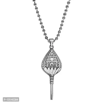 M Men Style Tripundra Murugan Vel Subrahmanya Silver Metal,Stainless Steel Pendant Necklace Chain for Unisex